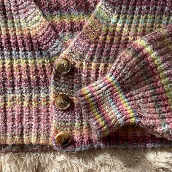 Urban Outfitters Sydney multi color Pink Balloon Sleeve Cardigan Sweater xs - Picture 4 of 8